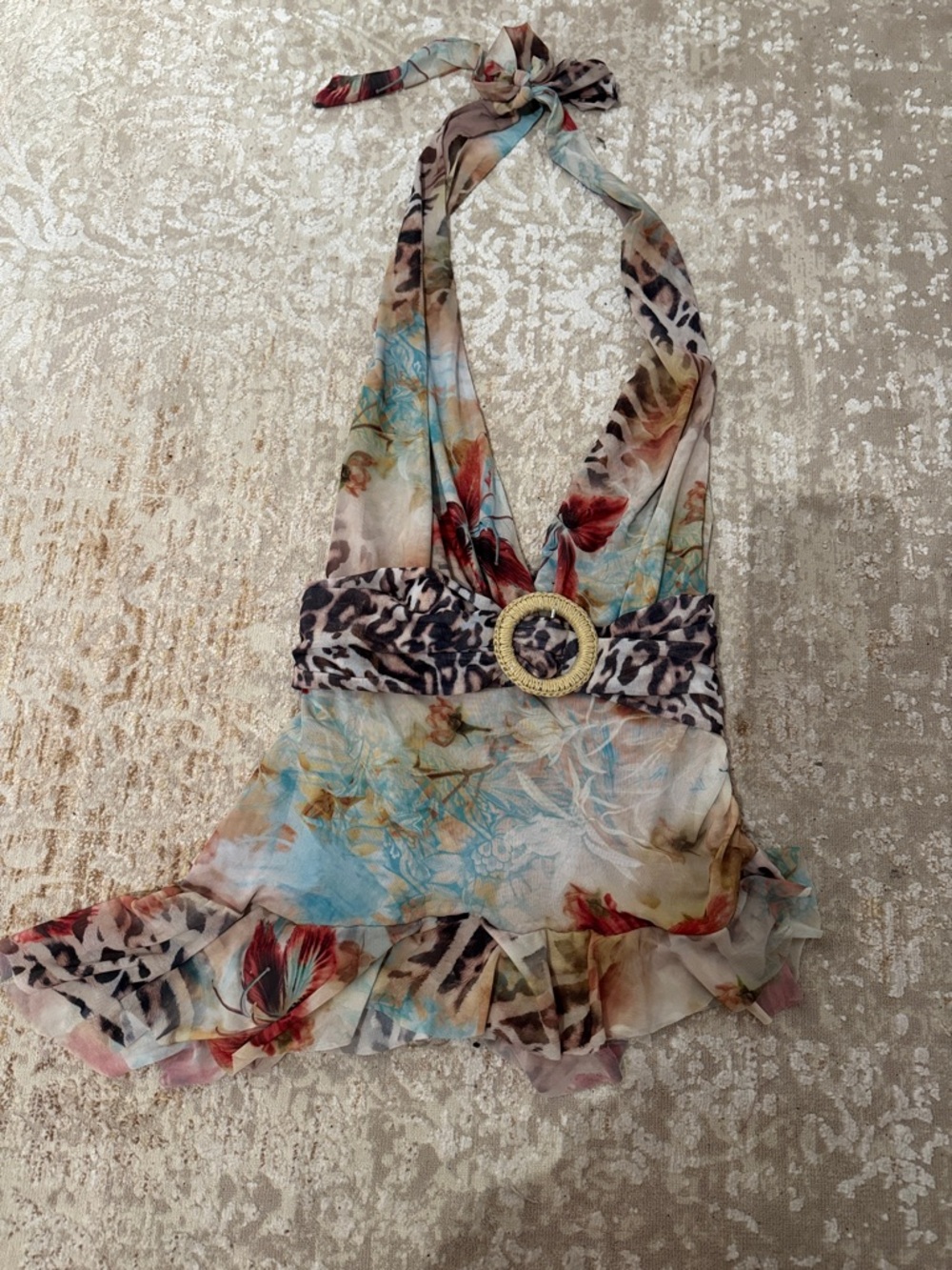 Jaded London Multicolor Floral & Animal-Print Halter Camisole